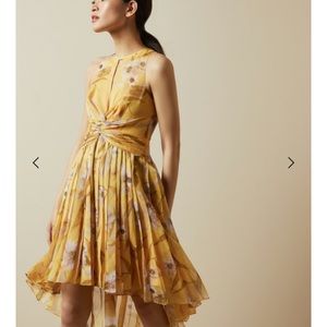 Ted baker yellow midi dress